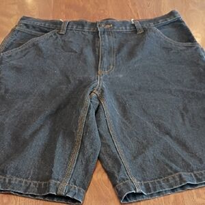 Faded Glory Classic Black Denim Cargo Shorts for Men Size 34
